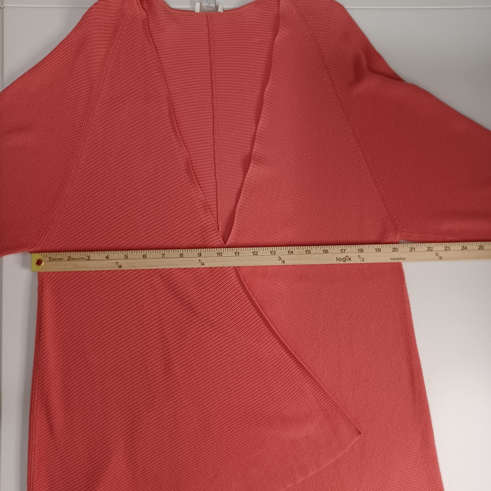 Women's Chico's Coral Rose Ribbed Open Front Long Cardigan Size 3 (XL/16) - Picture 4 of 9